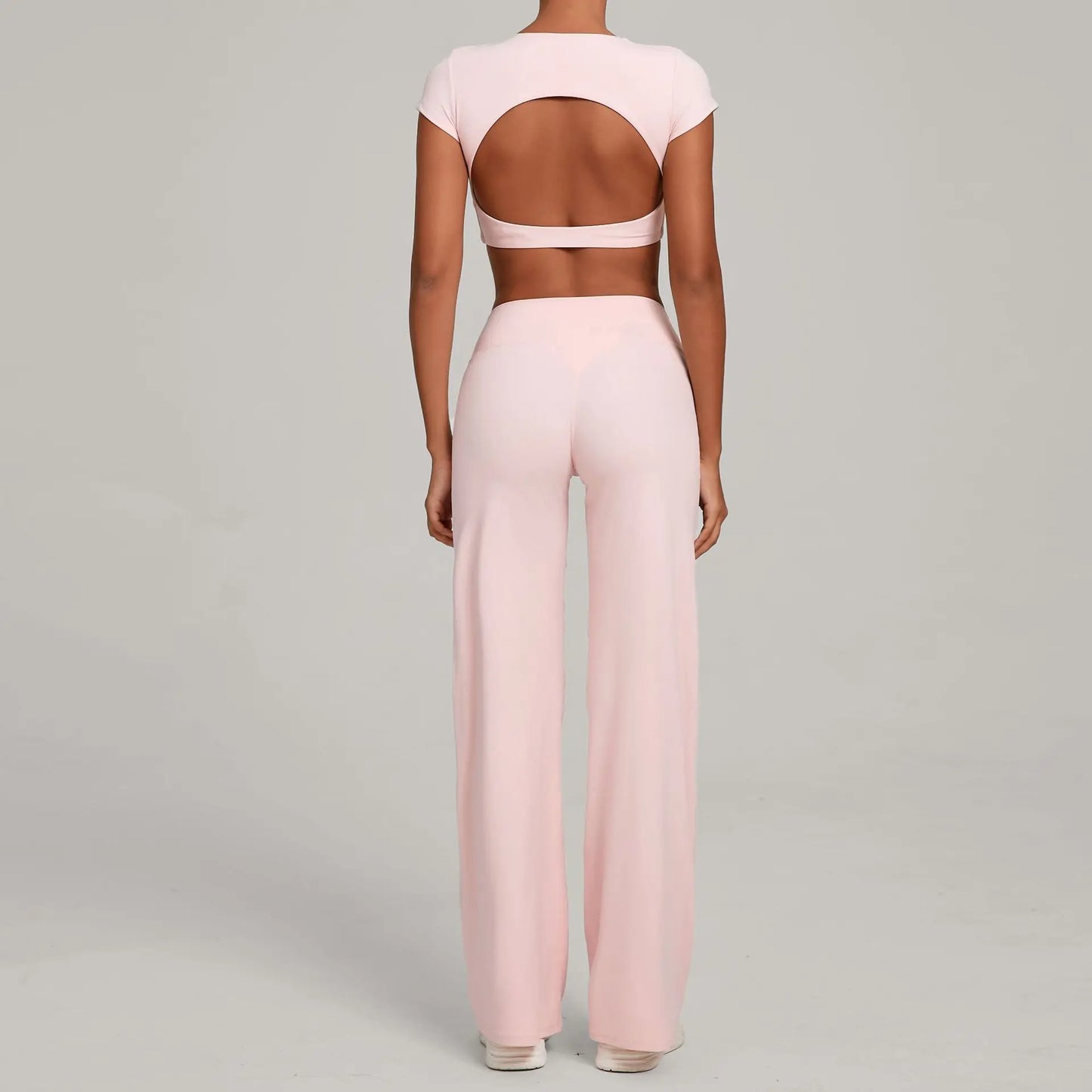 A&A Flexi Open Back Crop Top & Straight Leg Bottoms Set