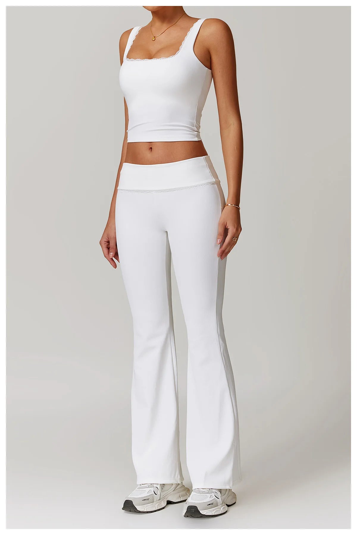 A&A ProLounge Fold Over Lace Trim Flare Trousers