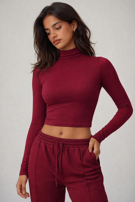 A&A ProBasics Mock Neck Long Sleeve Top