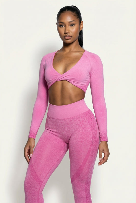 A&A ProSculpt Twist Front Long Sleeve Bra Top