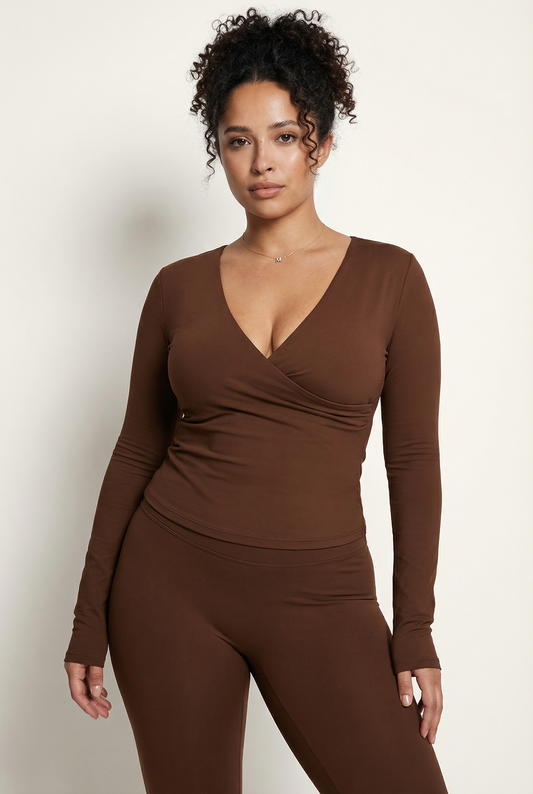 A&A Flexi Built In Bra Long Sleeve Front Twist Top